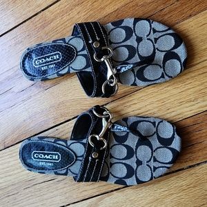 Coach Black flat snakeskin sandals (Rosalinda)and chain link strap